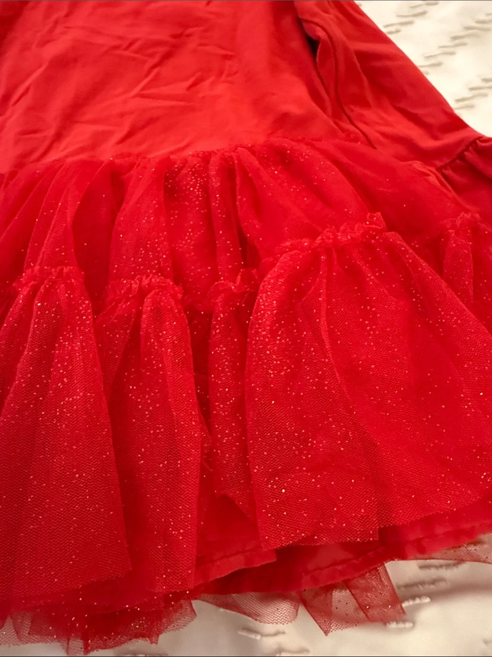 Girls Red Reindeer Tulle Holiday Dress